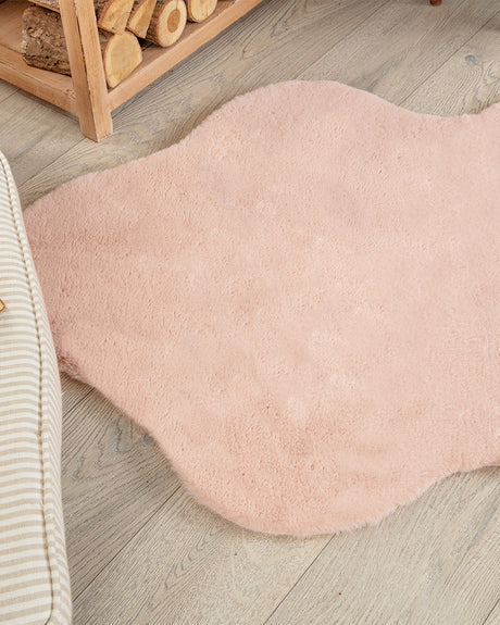 Soft Faux Rabbit Fur Rug - Plush Shaggy Area Mat - Powder Pink