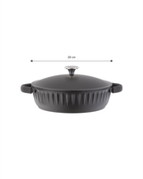 Freya 28 cm Brown Cooking Pot with Lid, Large Capacity Stockpot