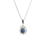 Sterling Silver Necklace - Tiny Flower Teardrop Zircon Design