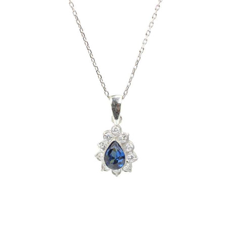 Sterling Silver Necklace - Tiny Flower Teardrop Zircon Design