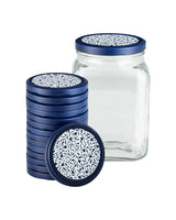 Square Glass Food Storage Container - Blue & White - 1600 ml
