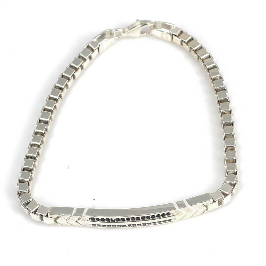 Premium 925 Sterling Silver Onyx Detailed Bracelet