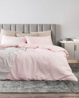 Tencel Queen Duvet Cover Bedding Set - Powder Pink