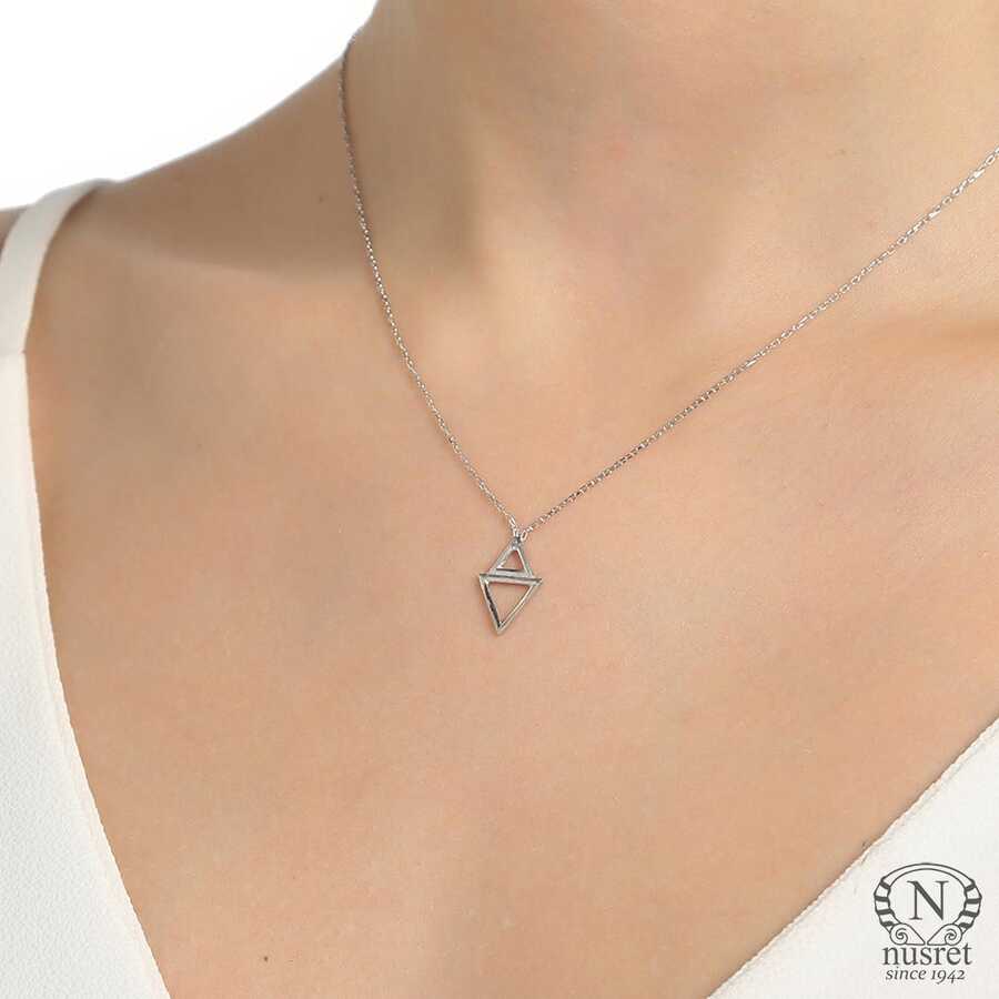Professional Sterling Silver Double Triangle Necklace