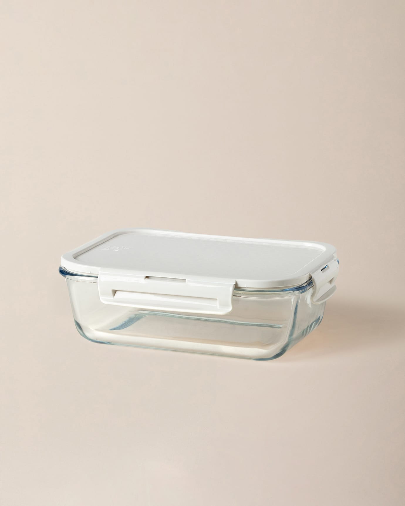 Rectangular Borosilicate Glass Food Container with Ecru Lid - 1500 ml