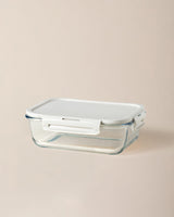 Rectangular Borosilicate Glass Food Container with Ecru Lid - 1500 ml