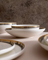 Fine Bone Porcelain 12-Person Dinnerware Set - Modern Elegance