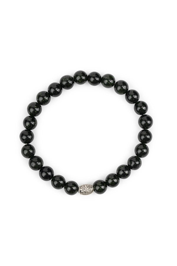 Green Star Natural Stone Silver Bracelet - Inner Strength & Focus