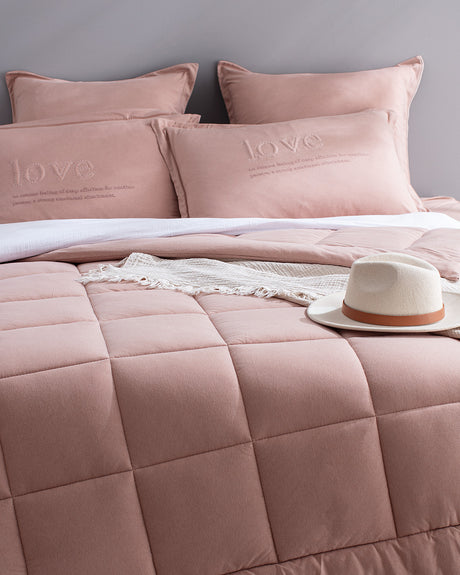 King Size Cotton Supersoft Bedding Set - Powder Pink