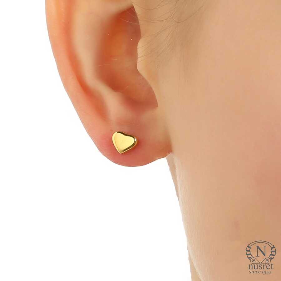 Sterling Silver Tiny Heart Stud Earrings - Minimalist Design