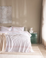 100% Cotton Double Duvet Cover Set - Holly White & Orange