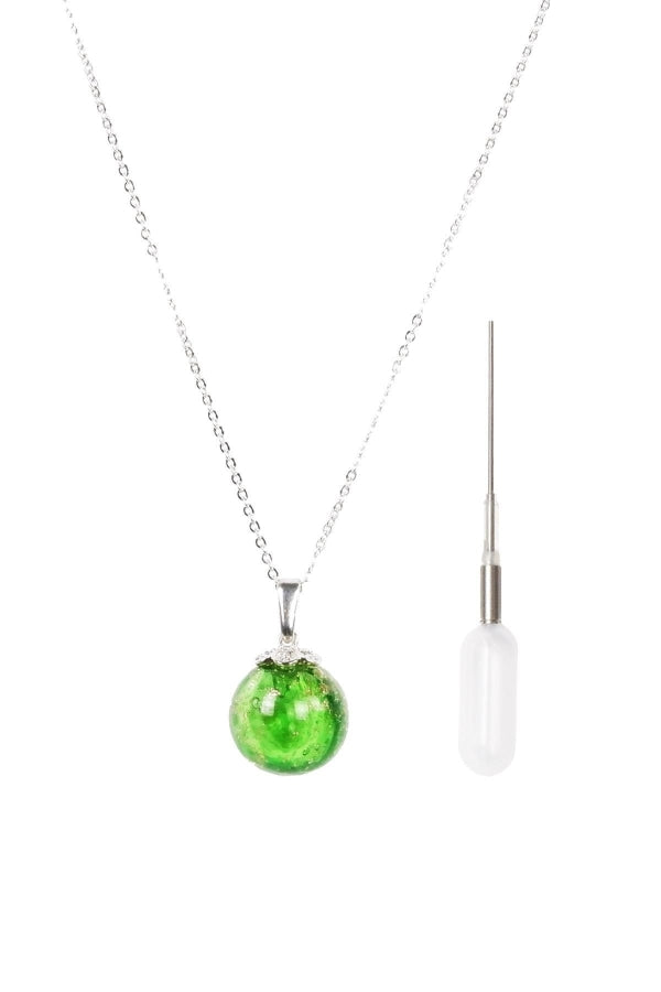Scented Green Glass Ball Necklace - Aromatherapy Diffuser Pendant