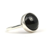 925 Sterling Silver Round Onyx Solitaire Ring
