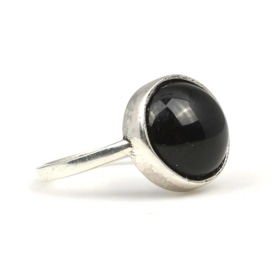 925 Sterling Silver Round Onyx Solitaire Ring