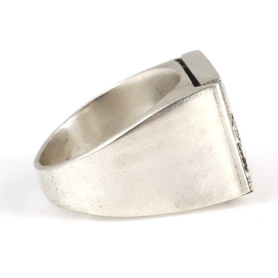 Sterling Silver Rectangular Onyx Men's Ring - Bold Statement