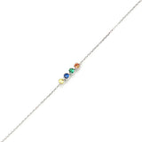 Sterling Silver Multi-Color Zircon 4-Row River Bracelet