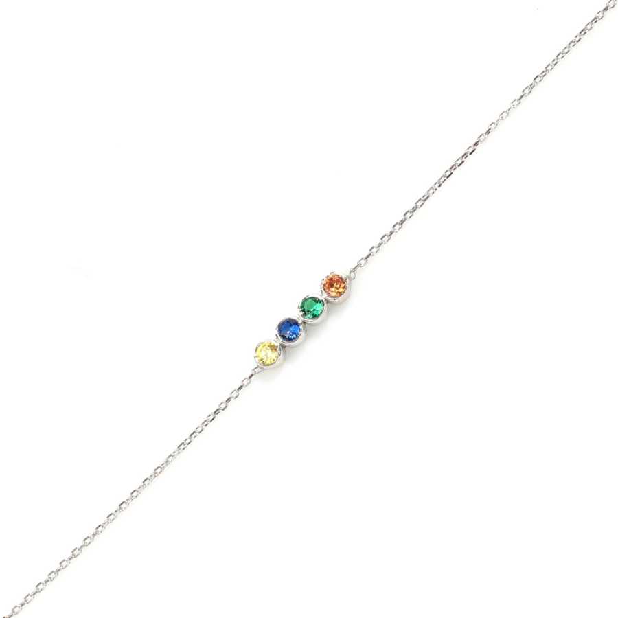 Sterling Silver Multi-Color Zircon 4-Row River Bracelet