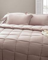 100% Polyester Double Bedding Set - Soft Powder Pink Fitted