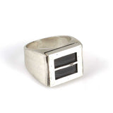 Sterling Silver Rectangular Onyx Men's Ring - Bold Statement