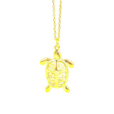 925 Sterling Silver Filigree Turtle Pendant Necklace