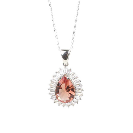 Sterling Silver Zultanite & Zircon Baguette Teardrop Necklace