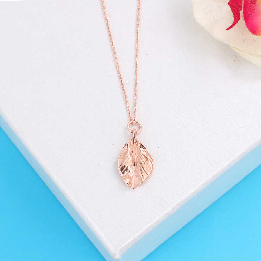 Sterling Silver Leaf Charm Necklace - Delicate Nature Design