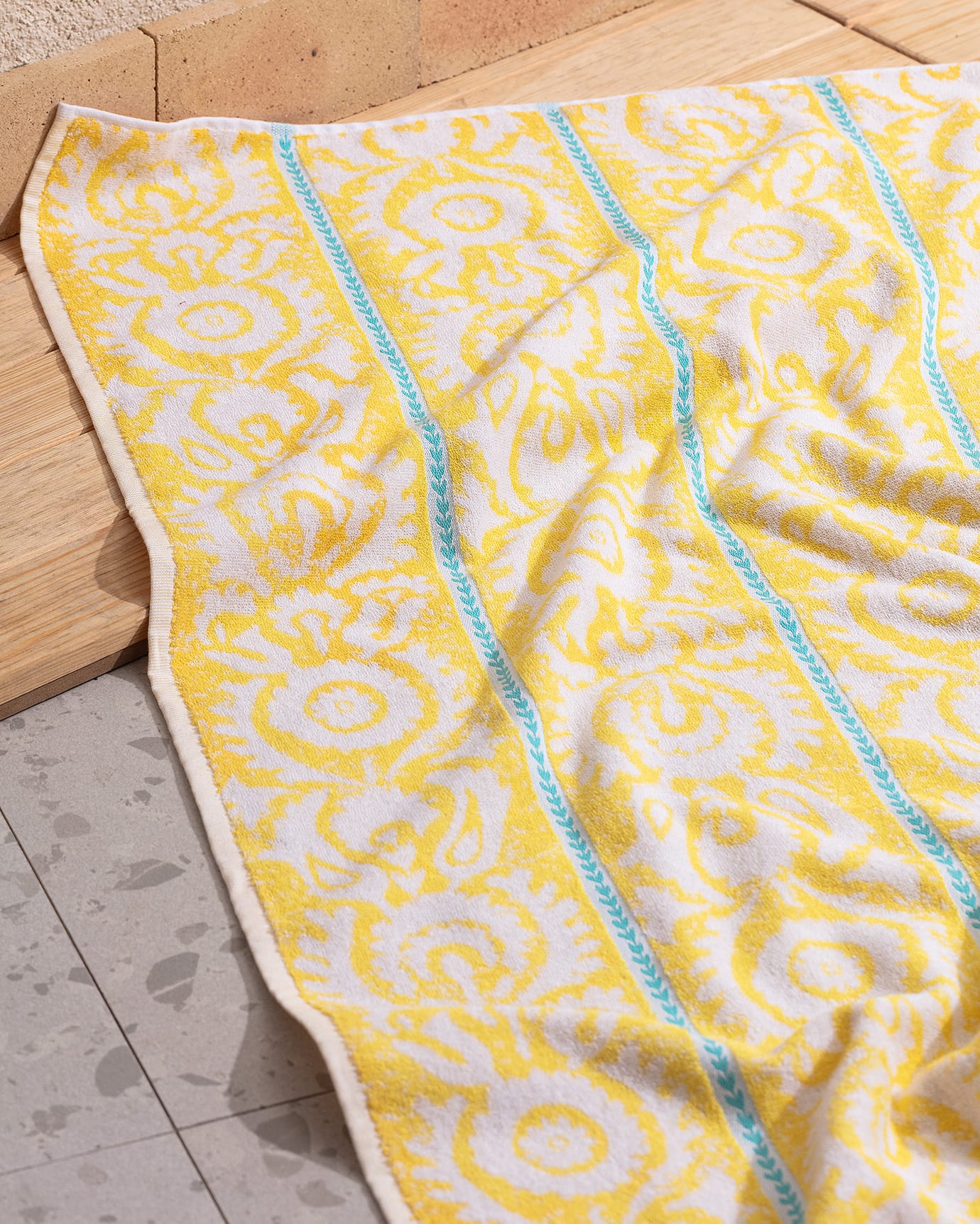 Yellow 100% Cotton Beach Towel - Soft, Absorbent, Quick Dry