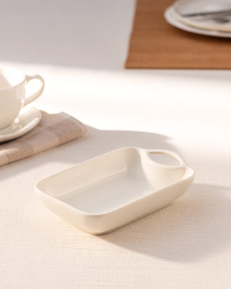 New Bone China Rectangular Sauce Dish - Modern Minimalist