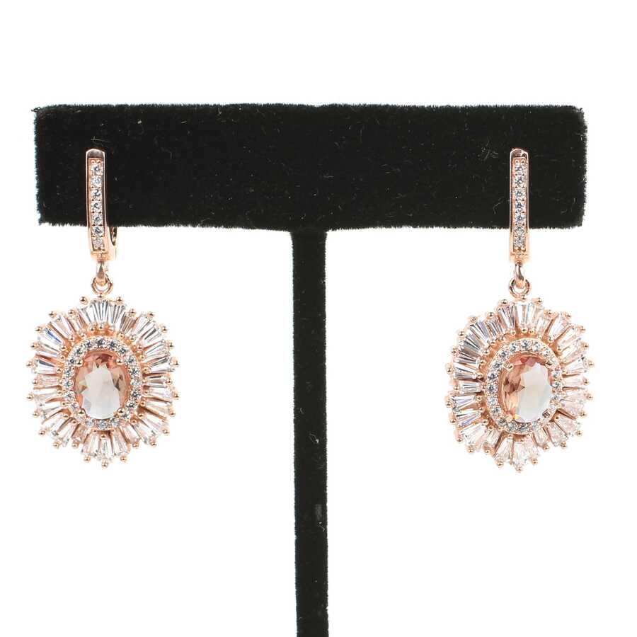 Premium Sterling Silver Oval Zultanite Baguette Zircon Earrings
