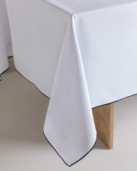 Nostang Patterned Tablecloth - White and Navy Blue