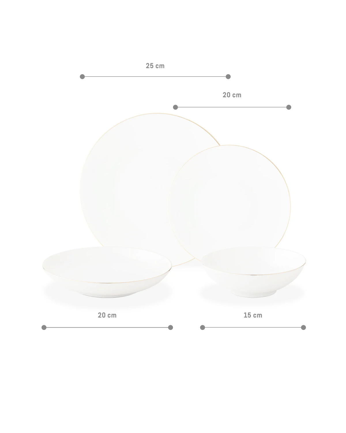 New Bone Porcelain 6 Person Dinner Set - Elegant White & Gold Trim