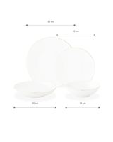 New Bone Porcelain 6 Person Dinner Set - Elegant White & Gold Trim