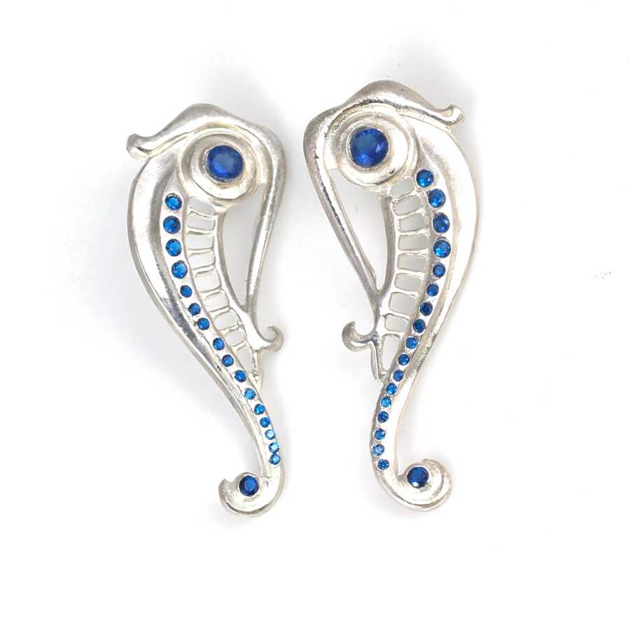 Premium 925 Sterling Silver Poseidon Horse Earring