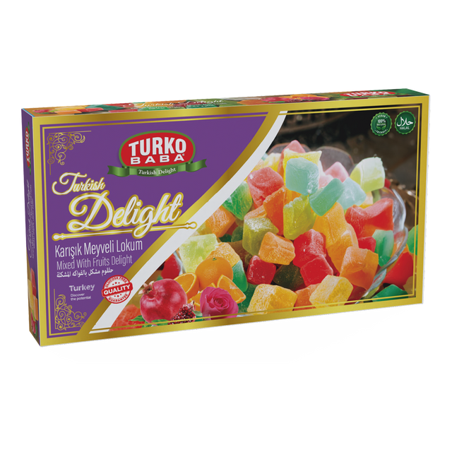 TURKOBABA Premium Mixed Fruit Turkish Delight Assortment - 400g