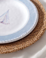 Melamine 6-Person Dinner Set - Contemporary Blue & White Design