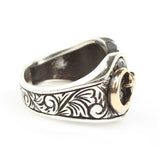 Bague pour homme en argent sterling - Croissant et étoile gravés à la main