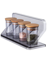 4-Piece Spice Jar Set - Smoke Grey Kitchen Seasoning Organizer