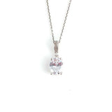 925 Sterling Silver Oval Zircon Pendant Necklace - Timeless Elegance