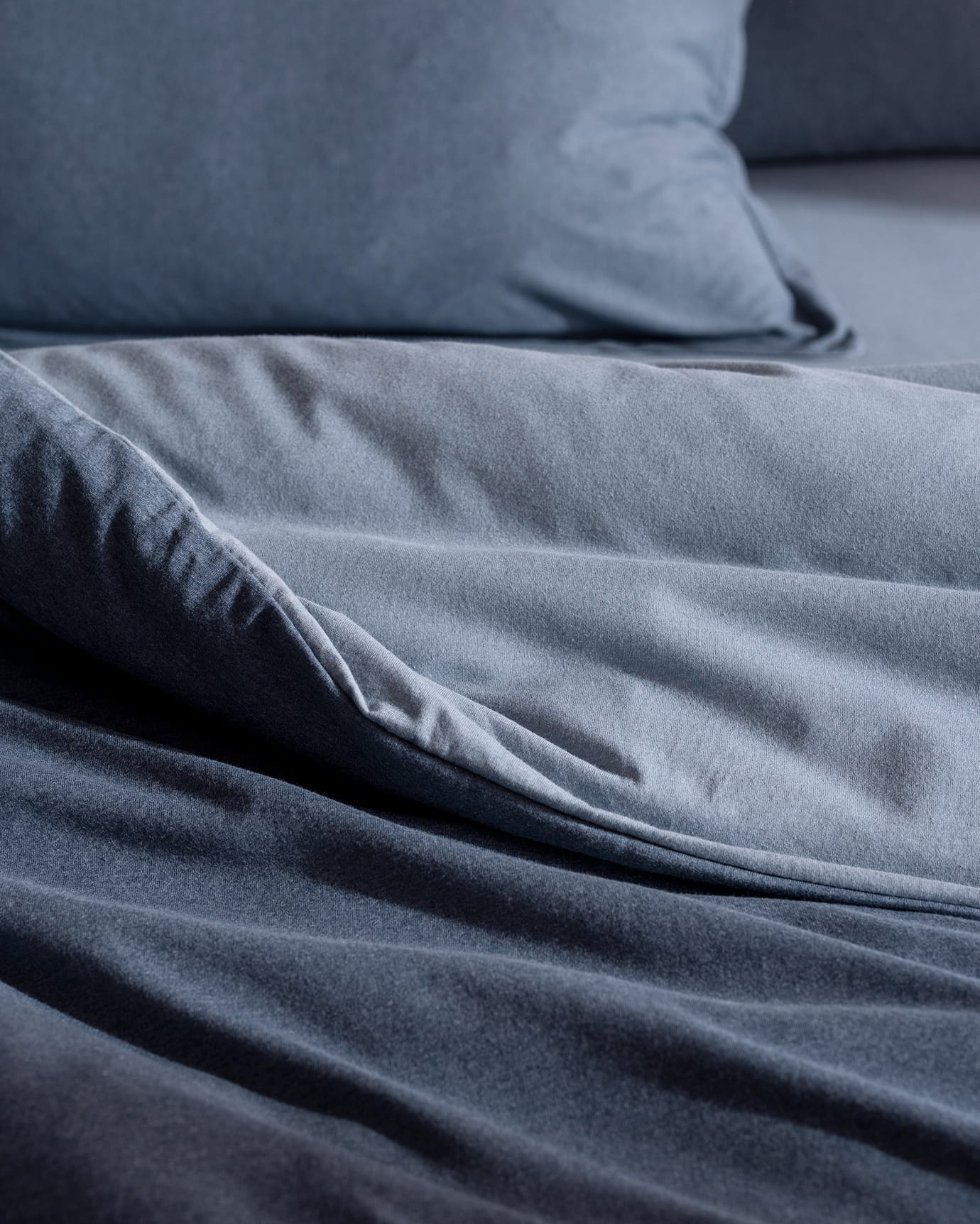 Lumi Cotton Blend Jersey Single Duvet Cover Set - Indigo