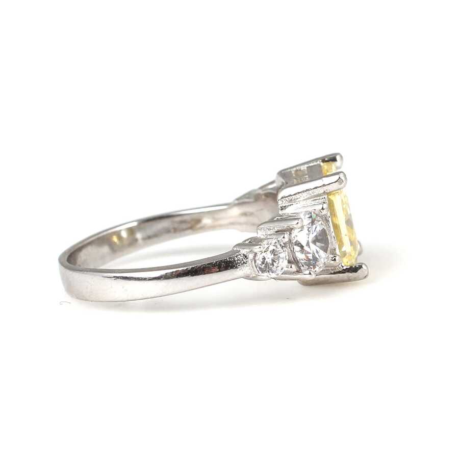 Premium Sterling Silver Square Citrine Gemstone Ring
