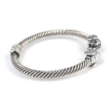 Sterling Silver Elephant Head Men's Twisted Cuff Bracelet with Ruby Zircon