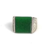 Premium Handcrafted Sterling Silver Green Agate Men's Ring