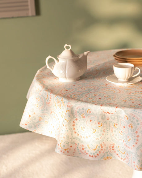 Durable PVC Tablecloth - Nautical Anchor Pattern for Round Tables