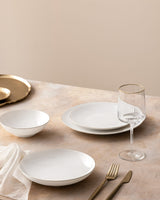 New Bone Porcelain 6 Person Dinner Set - Elegant White & Gold Trim