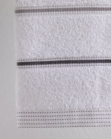Cotton Blend Face Towel - Bourrache Pattern, White & Grey