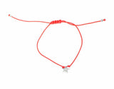 925 Sterling Silver Star Charm Bracelet - Adjustable Red Cord