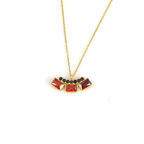 925 Sterling Silver Three-Stone Zircon Pendant Necklace