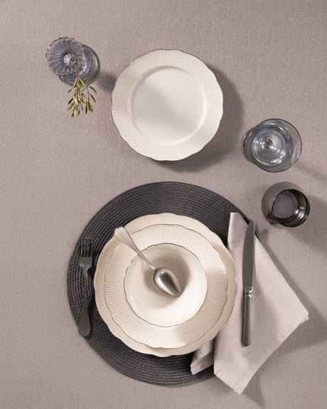New Bone Porcelain 6-Person Dinner Set - Gold & Platinum Accents
