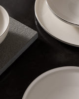 New Bone China 6-Person Dinner Set - Mirage White & Silver Design