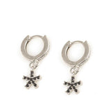 Sterling Silver Hoop Earrings - Snowflake Zircon Design